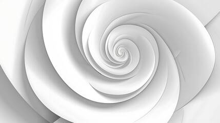 Fototapeta premium Serene White Floral Spiral Abstract Illusion a Mesmerizing Dance of Light and Shadow in Delicate Three Dimensional Artistry of Geometric Precision