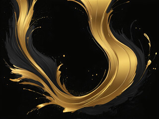 Dynamic Black and Gold Swirl Abstract Design