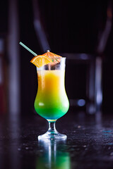 A delicious tropical alcoholic cocktail.