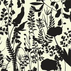 Flowers feminine watercolor seamless pattern with wildflowers.hand drawn, not AI