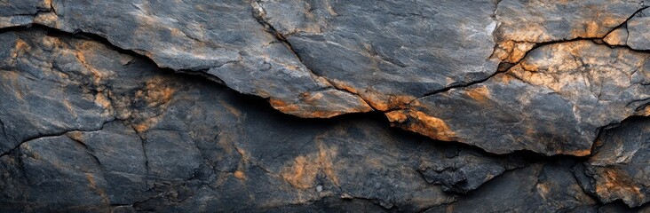 Dark Gray and Orange Brown Rock Texture Close Up