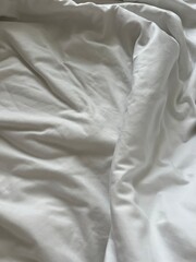 white bedsheet fabric background copy space. High quality photo