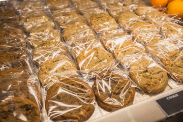 Freshly Baked Chocolate Chip Cookies in Individual Cellophane Packaging for Sale