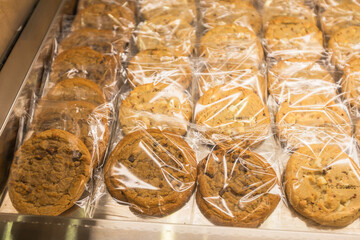 Freshly Baked Chocolate Chip Cookies in Individual Cellophane Packaging for Sale