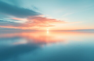 Fototapeta premium Vibrant Sunrise Over the Serene Ocean Surface A Symphony of Colors Reflecting on the Tranquil Waters Creating a Breathtaking Vista