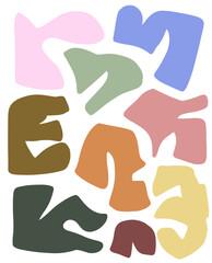 Abstract Composition of Colorful Geometric and Organic Shapes