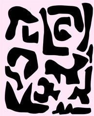 Abstract Composition of Colorful Geometric and Organic Shapes