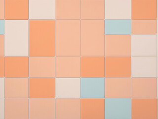 Pastel Peach, Cream, and Blue Square Ceramic Tiles