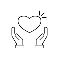Heart in Hand Icon Showing care and support. Symbol of perfect for healthcare providers, charities, and community organizations. Vector illustration.