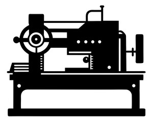 Metal Cutting Machine Silhouette Vector | Industrial Tool SVG File
