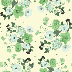 Flowers feminine watercolor seamless pattern with wildflowers.hand drawn, not AI