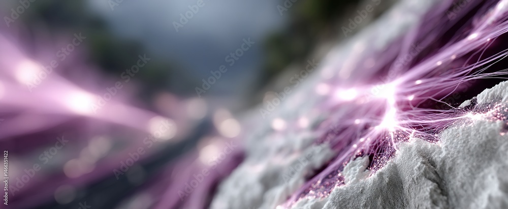 Poster abstract network of light strands on a textured surface