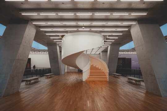 M+ Museum Interior with Spiral Staircase