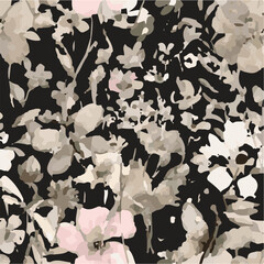 Floral vintage seamless pattern. Fall vector background with flowers and leaves.
