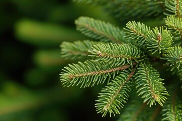Close-up of vibrant green fir tree branches