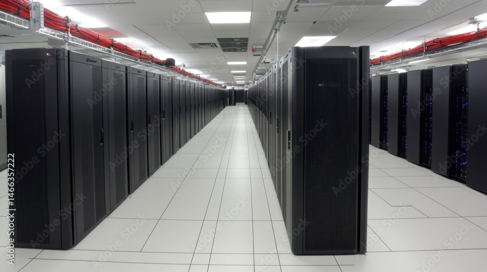 Poster server racks in a large data center