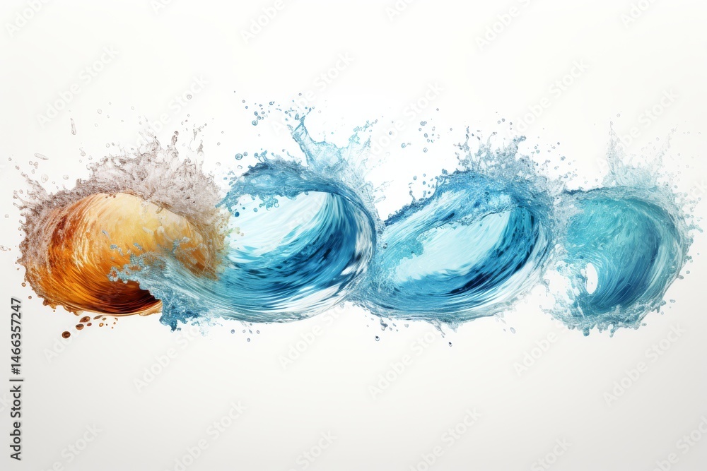 Fototapete Vibrant Surfboard Artwork with Cascading Elements Generated by Computer Isolated on Transparent Background