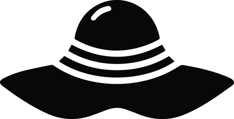 Summer sunhat silhouette vector art icon design