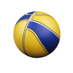 Fototapeta premium Bright yellow and blue basketball on a white background. PNG image, transparent background