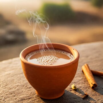 Indian tea in a kullad(earthen pot)
