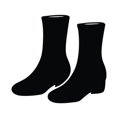ankle boots vector silhouette icon, black and white illustration of footwear.
