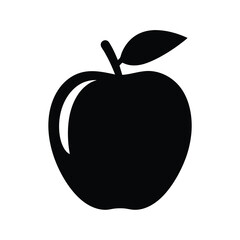 apple vector silhouette icon, black and white illustration of fruits.