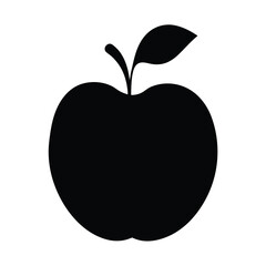 apple vector silhouette icon, black and white illustration of fruits.