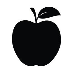 apple vector silhouette icon, black and white illustration of fruits.