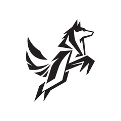 Fototapeta premium Origami Wolf Logo – Geometric Wild Animal Symbol for Tech, Gaming, and Branding Design