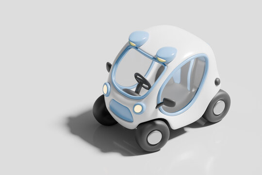 3D rendering of a futuristic electric concept car with a minimalist design