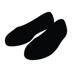 ballet flats vector silhouette icon, black and white illustration of footwear.