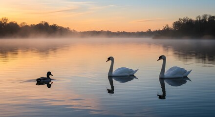 Fototapeta premium swans on the lake