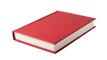 Closed Red Book Against a Black Background in Minimalist Setting