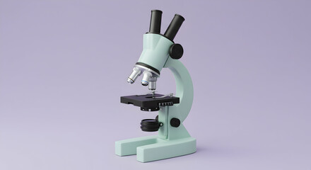 Modern Laboratory Microscope on Soft Purple Background Displayed