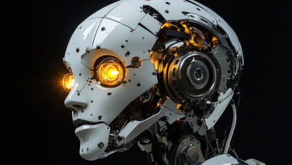 Fototapeta premium Advanced robotic head, intricate detail