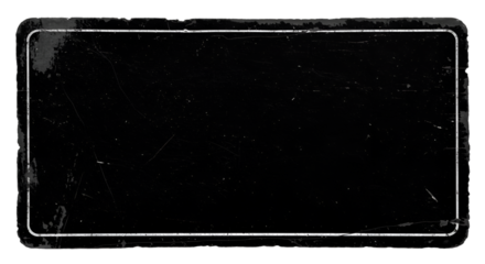 Blank black old sign board wooden old-school blackboard with chipped edges and visible transparent background 