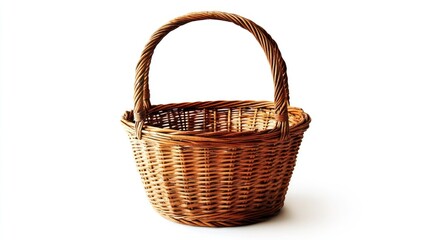 Obraz premium Empty Wicker Basket Against White Background