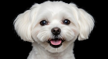 White Dog Portrait on Black Background