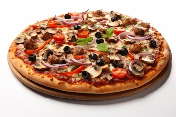 Deluxe Vegetarian Pizza Isolated on Transparent Background