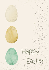 Greeting watercolor card with Easter eggs