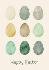 Greeting watercolor card with Easter eggs