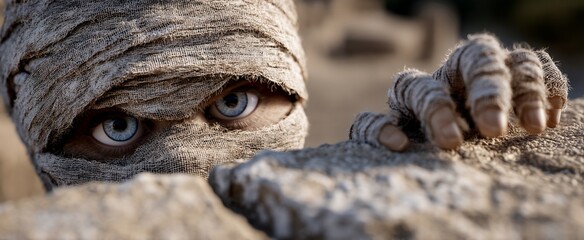 Ancient evil mummy emerging