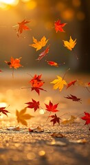 Golden Hour Autumn Leaves Dance