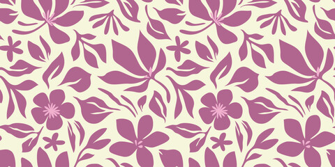 Abstract floral art seamless pattern. Trendy contemporary floral nature shape background illustration. Natural organic plants leaves prints artwork wallpaper. Vintage spring