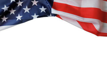 Draped American flag represents Labor Day and national solidarity, isolated on white, PNG