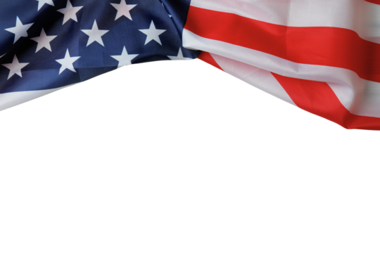 Draped American flag represents Labor Day and national solidarity, isolated on white, PNG