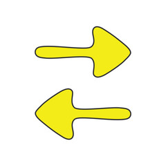 Set of yellow outline arrow icon isolated flat style design.