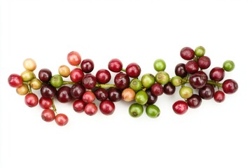 red coffee beans isolated on white background