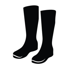 boots vector silhouette icon, black and white illustration of footwear.