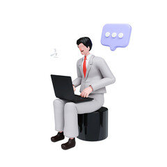 Business communication and productivity with remote working context. 3D render illustration